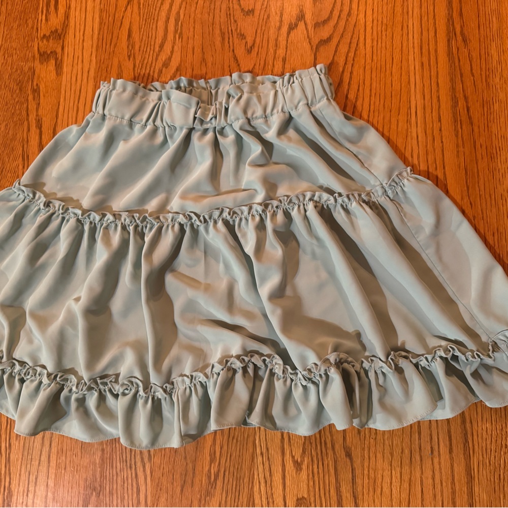 Zenana light mint short ruffle skirt